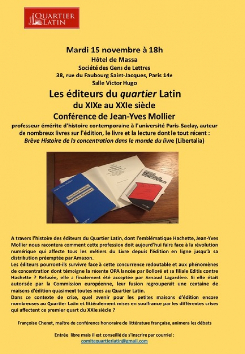 affiche conférence mollier editeurs du quartier latin